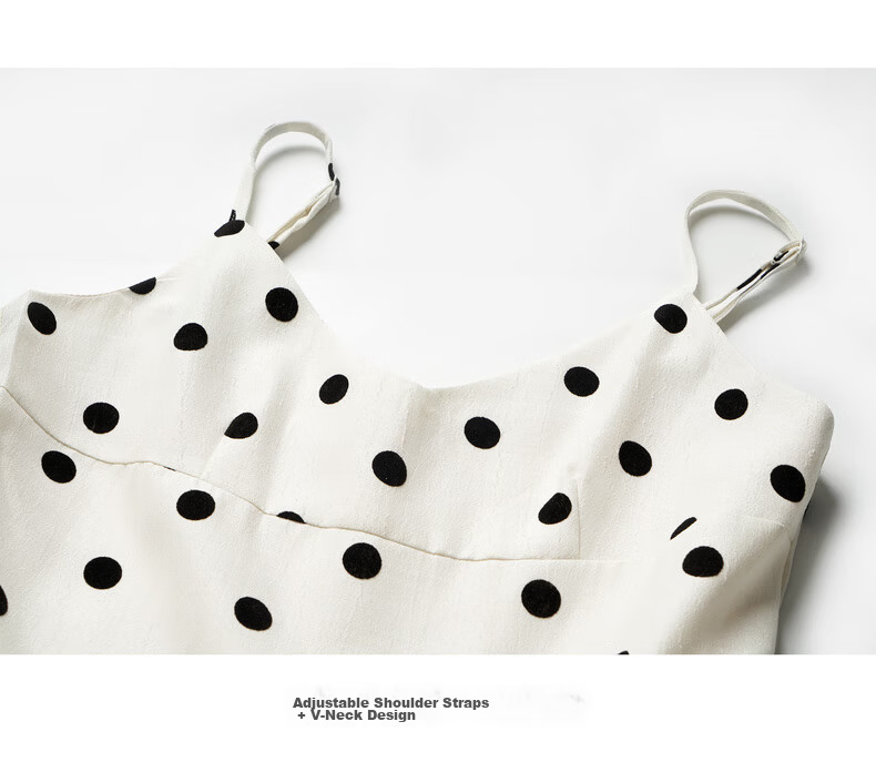 Olrain Eurielle Summer Women's Simple Elegant Adjustable Strap V-Neck French Polka Dot Slip Dress Women Polka Dot XL 22