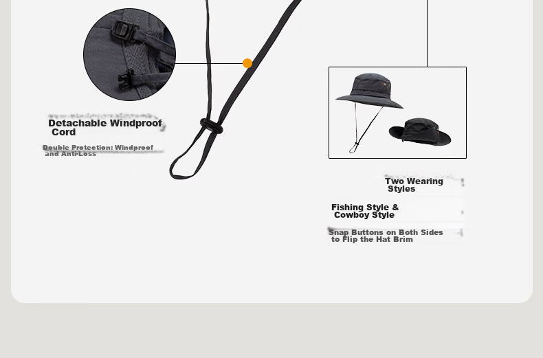 TOPEX Outdoor Men's Summer Mountaineering Bucket Hat Sun Protection Hiking Foldable Water-Repellent Breathable Cap 16