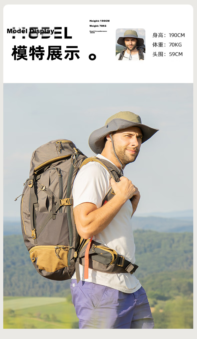 TOPEX Large Brim Bucket Hat for Men Water-Repellent Summer Outdoor Fishing Hat Breathable UV Protection Hiking Mountaineering Cap 21