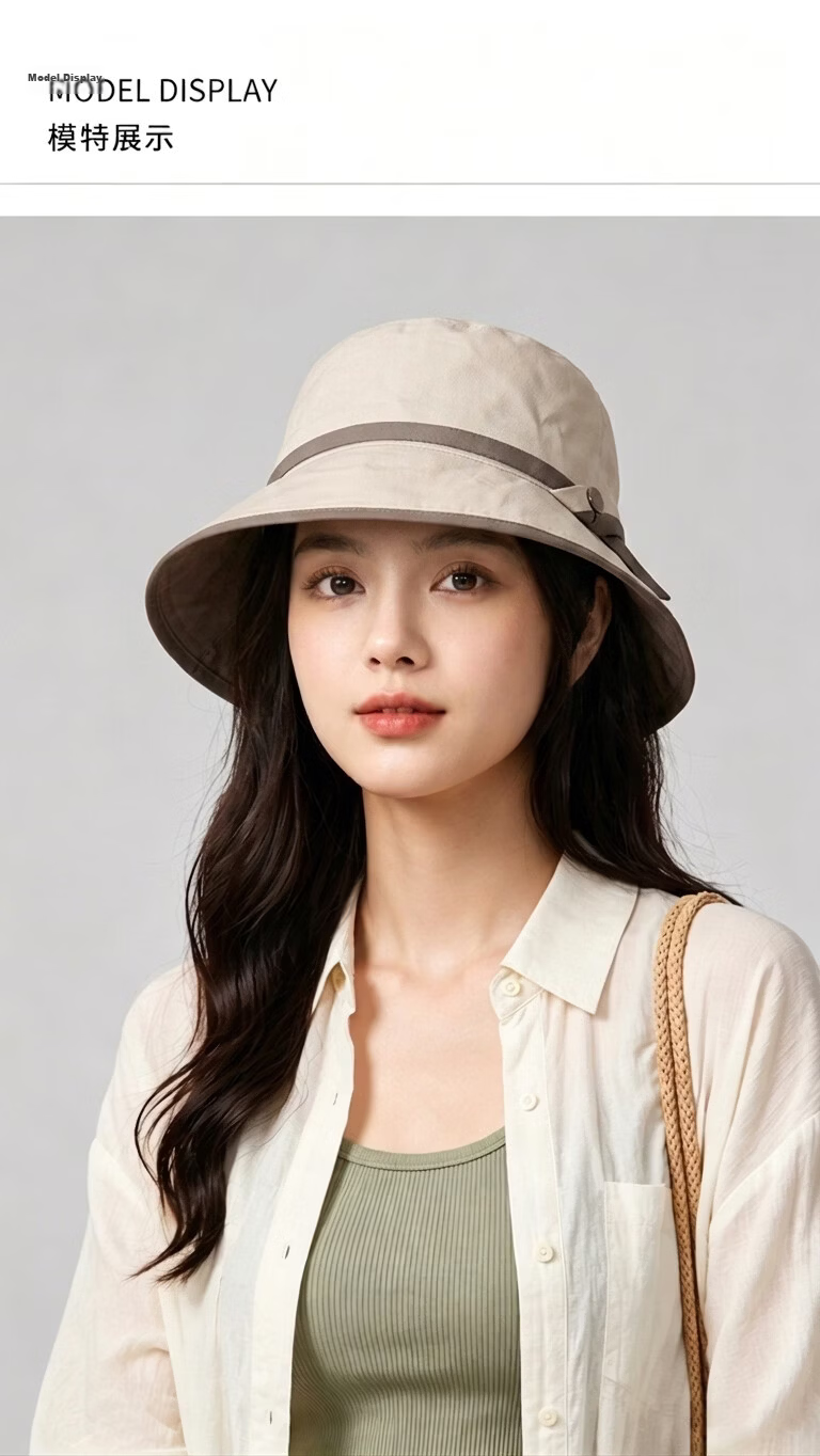 YUYULA Women's Sunscreen Hat Summer 2026 New Fisherman Hat UV Protection Sunshade Hat Large Brim High-Style Hat 4