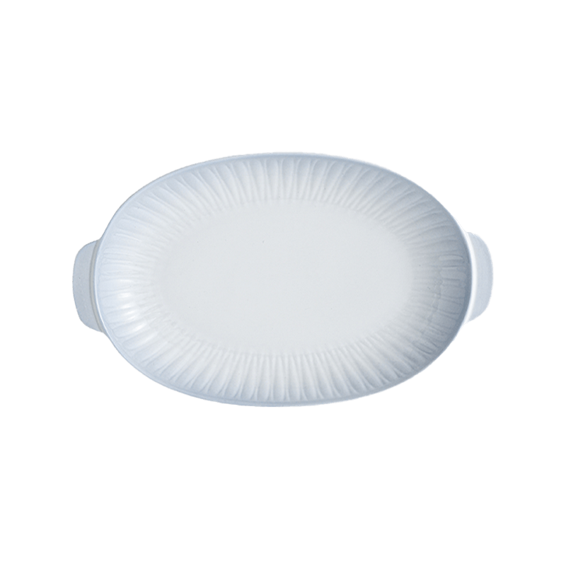 Huaqingge Large Household Steaming Fish Plate with Embossed Underglaze Color Gradient, 12.5-Inch West Point Plate, Microwave And Dishwasher Safe