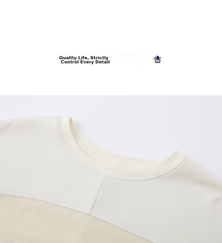 Demana Sandwashed Air Layer Spring Simple Style Crew Neck Drop Shoulder Patch Pocket Spliced Elastic Hem Loose Women's Sweatshirt 12