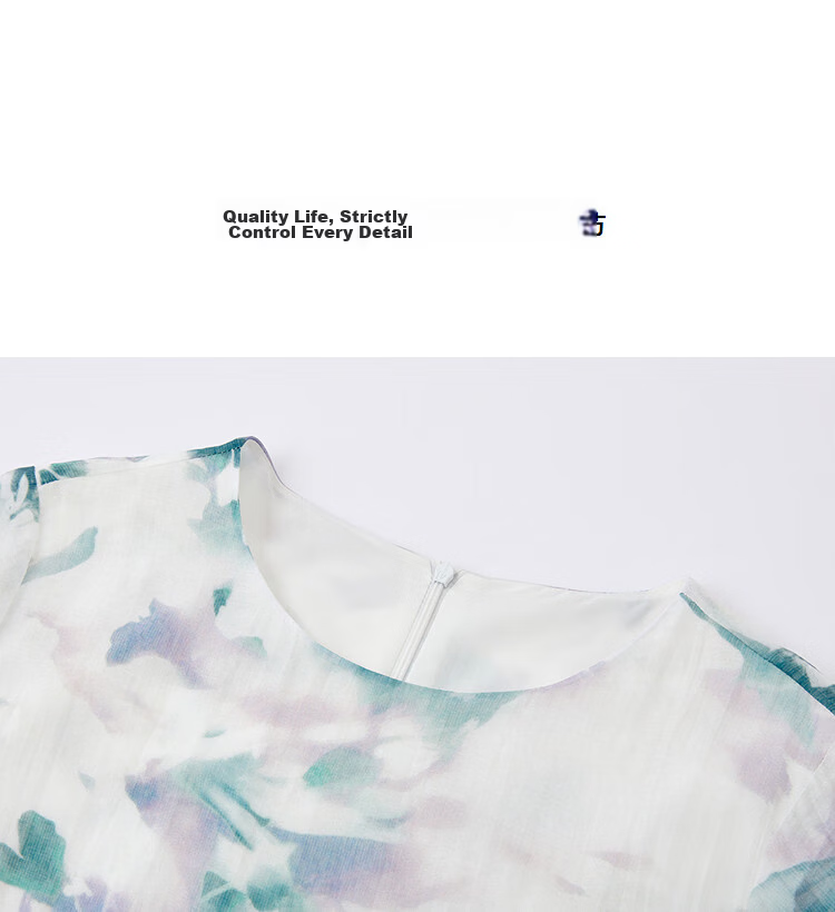 Demana [Refreshing Lyocell] Summer Romantic Print Irregular Patchwork Flared Slim Fit Dress for Women High-End Feel 12