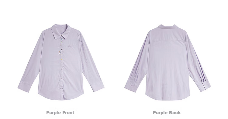 INMAN Simple Shell Beaded Embroidered Long Sleeve Shirt 26 Summer New Women's Commuting Turn-down Collar Top Purple S 31