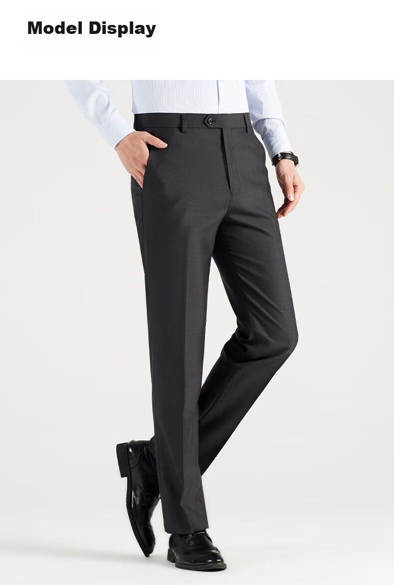 ROMON Men's Four-Season Business Casual Wrinkle-Resistant Dress Pants Black 34 16