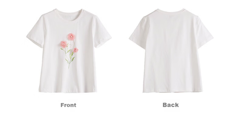 Sllsky Artistic 3D Floral Short Sleeve T-Shirt for Women 2026 Summer New Casual Loose Printed Cool Top 22