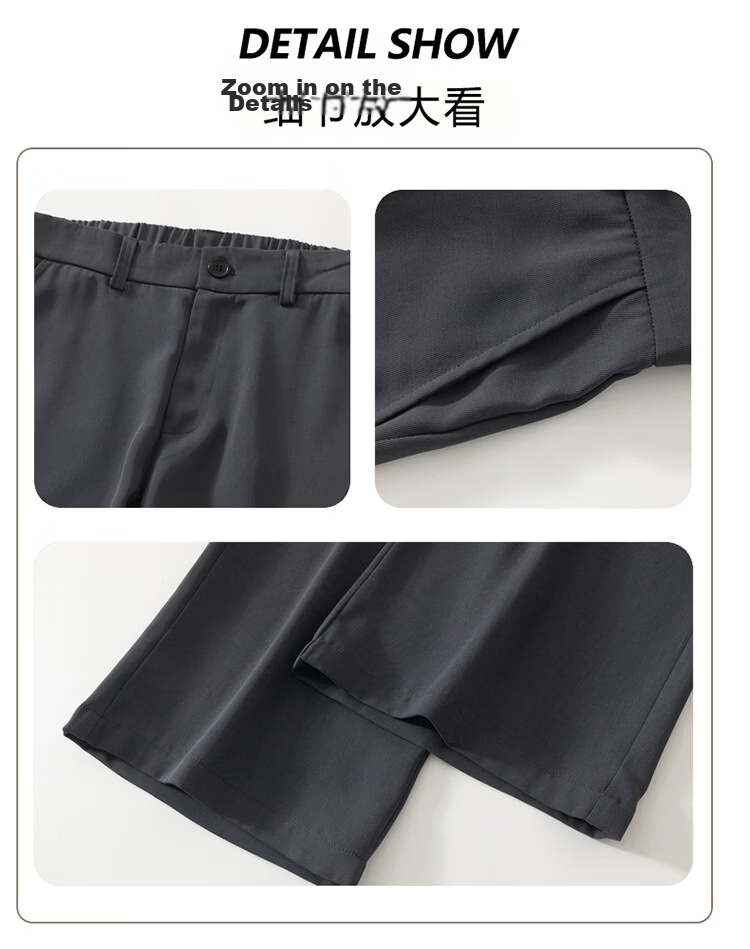 Dingfengbaoluo Men's Summer Loose Lightweight Straight-Leg High-End Feel Slight Flare Casual Suit Pants DBY68 Black XL 3