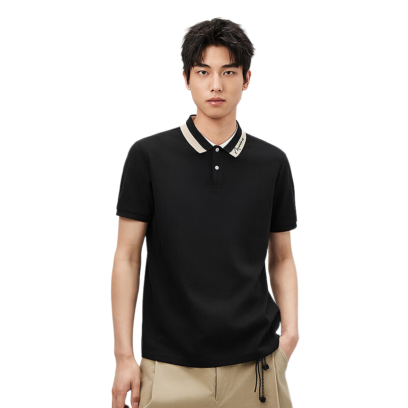 GXG Summer Men's Slim Fit Casual Simple Two-Tone Colorblock Comfortable Short Sleeve Polo Shirt