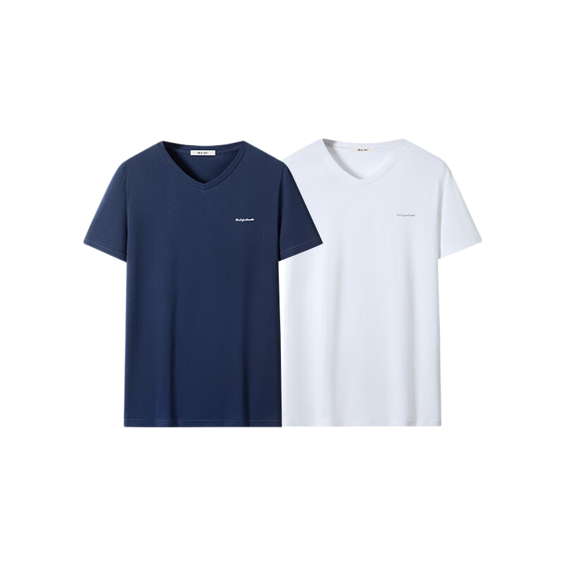 HLA Men's Short-Sleeve T-Shirt, V-Neck, 100% Pure Cotton, Comfortable, Breathable, Thin, Basic Undershirt, 2-Pack