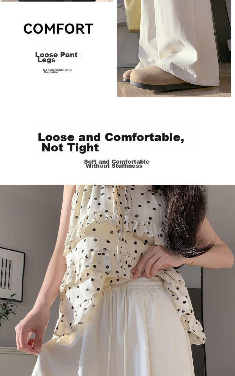 BOPRUIEY Women's Casual Summer Pants 2025 Thin High Waist Draped Loose Quick-Dry Straight-Leg Wide-Leg Lazy Style Ice Silk Pants 17