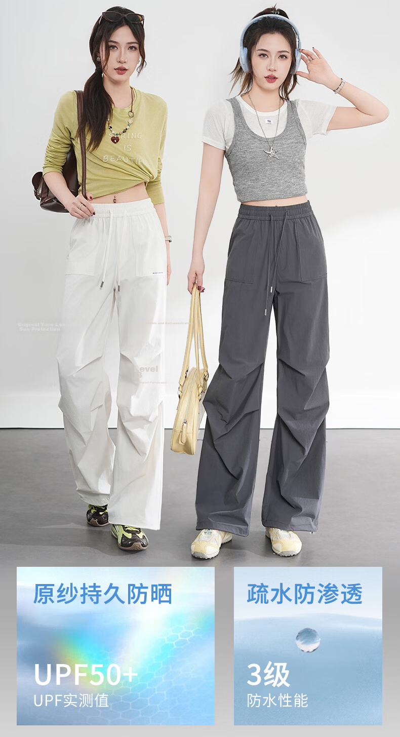 Langsha Women's Outdoor Work Pants Summer Thin Breathable Quick-Dry Ice Silk Sun Protection Tactical Hiking Straight-Leg Trousers 2