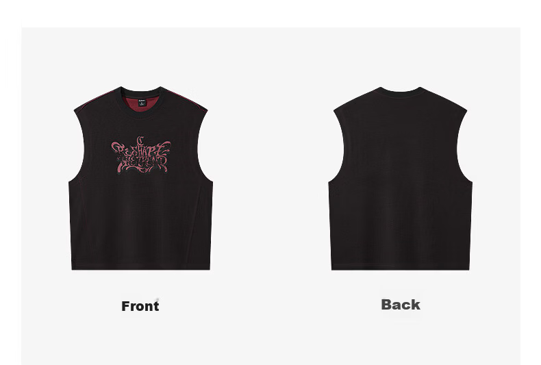 CABBEEN 100% Cotton Two-Tone Vest Men Wine Red Contrast Pioneer Graffiti Print Casual Summer 2026 Vest 20