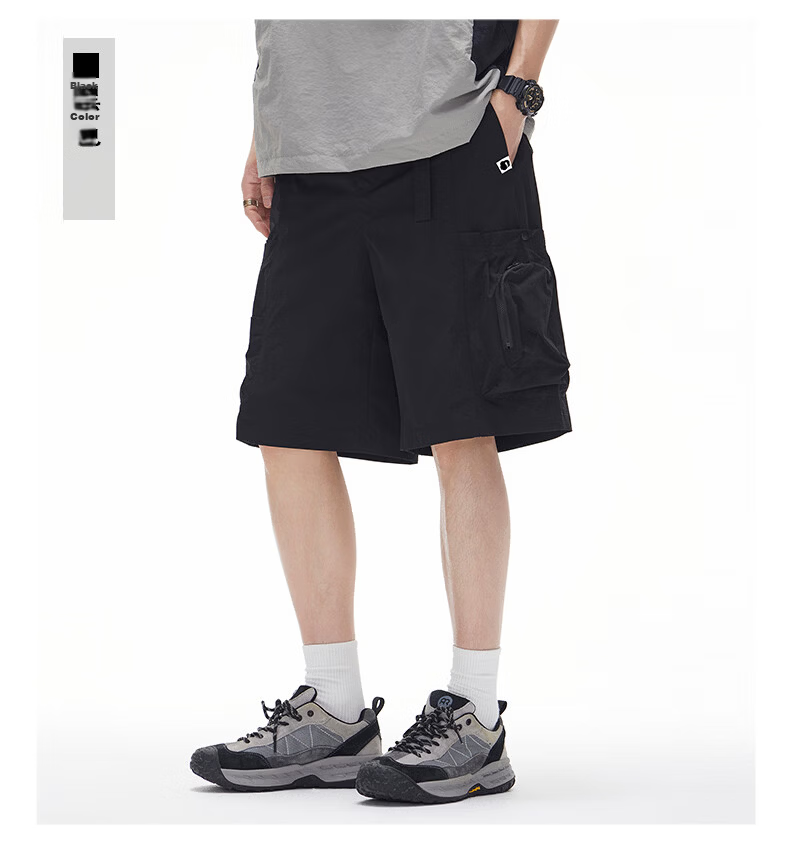 Fingercroxx IT Quick-Dry Work Shorts Men 2026 Summer Thin Loose Fit Casual Five-Point Pants Apricot M 16