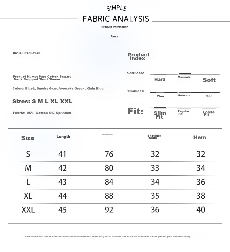 Herbal Original Color Short Sleeve T-Shirt Women Pure Cotton Top Base Shirt French Square Neck Straight Shoulder Summer 2026 New Unique Design Niche Loose Fit 4