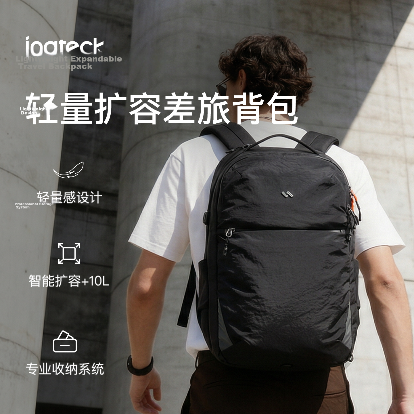 Inateck Men's Large Capacity Expandable Travel Backpack Business Laptop Bag 16-inch Commuter School Bag