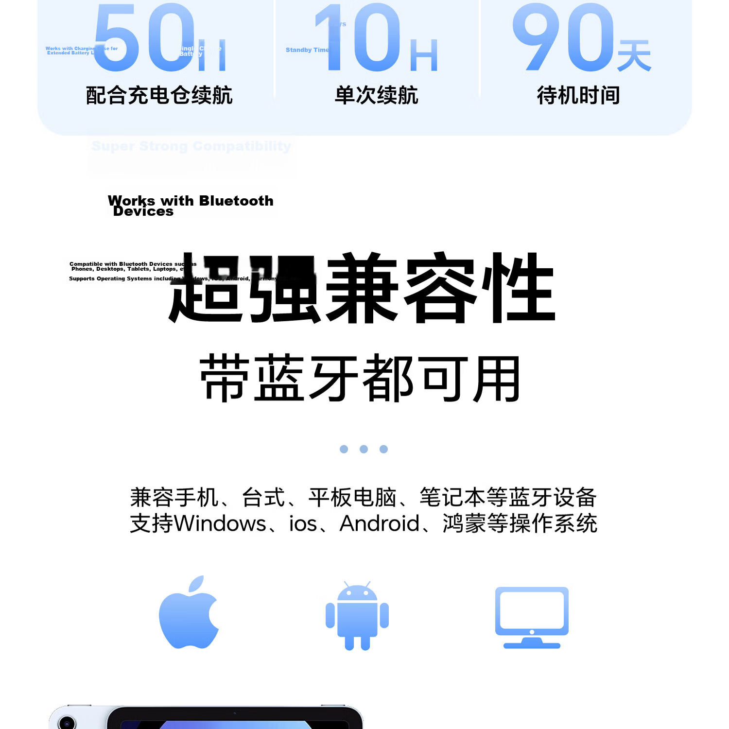 Zhunhang 2026 Latest Bluetooth Earhook Wireless Open-Ear Clip-On Sports Running Call Gaming Noise-Cancelling Long Battery Life Ear Protection Headphones 23