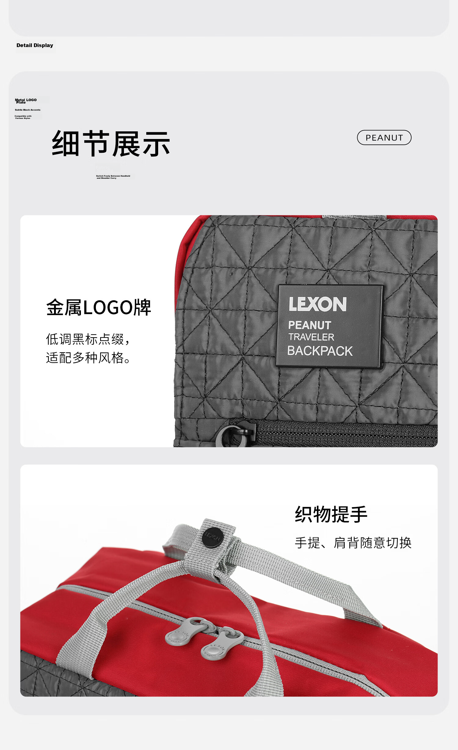 LEXON Women's Casual Sports Backpack Single-Layer Trendy Small School Bag Fashionable Lightweight Water-Resistant Light Gray 14