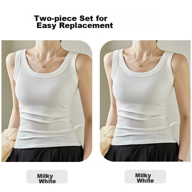 FitonTon Women's Ribbed Slim Fit Camisole Vest, Double Pack, 2XL