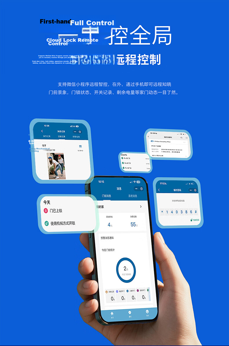 PHILIPS Blue Shield Upgraded Smart Door Lock with Facial Recognition, Peephole, Large Screen, Fingerprint Lock, Electronic Lock 702FVP-P 5