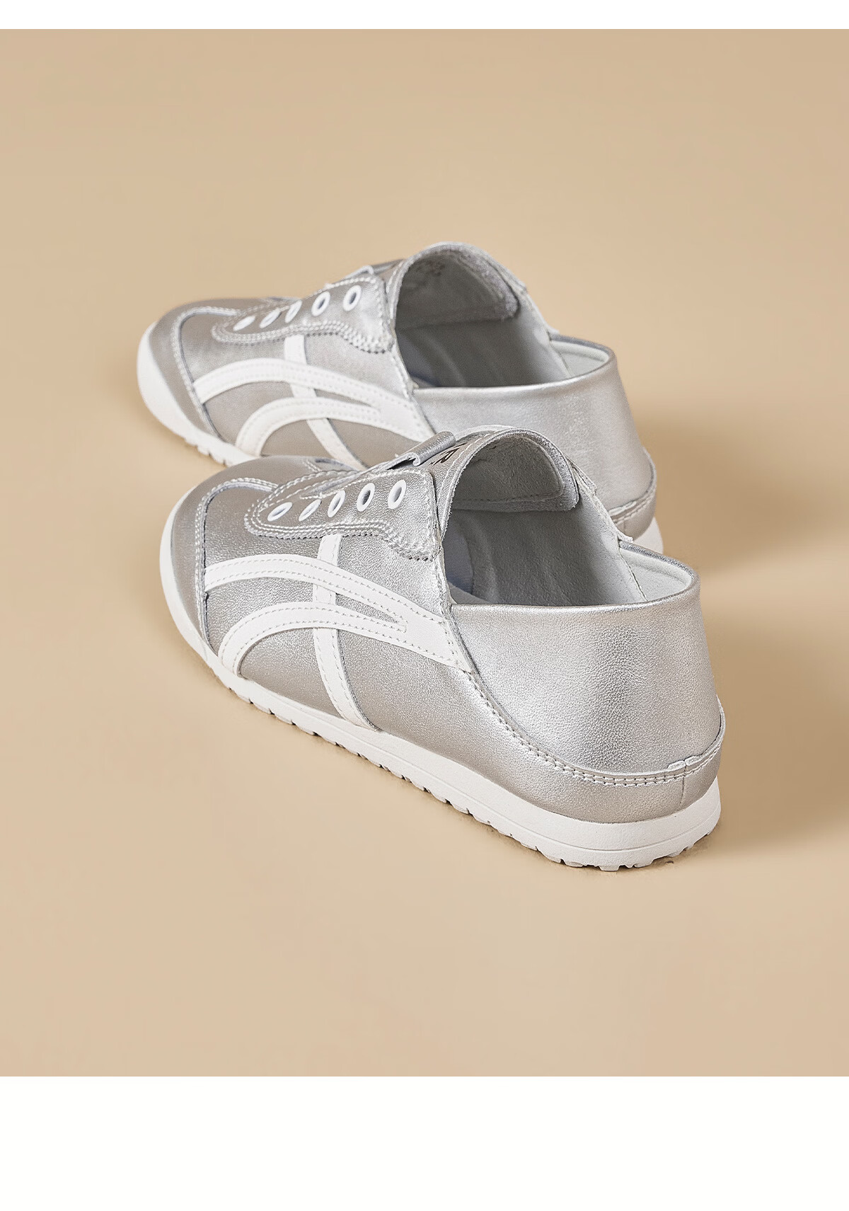 ZHR Dexun Women's Lightweight Flat Sneakers, Slip-On Casual White Shoes, BT103, Beige And Silver, Size 37 20