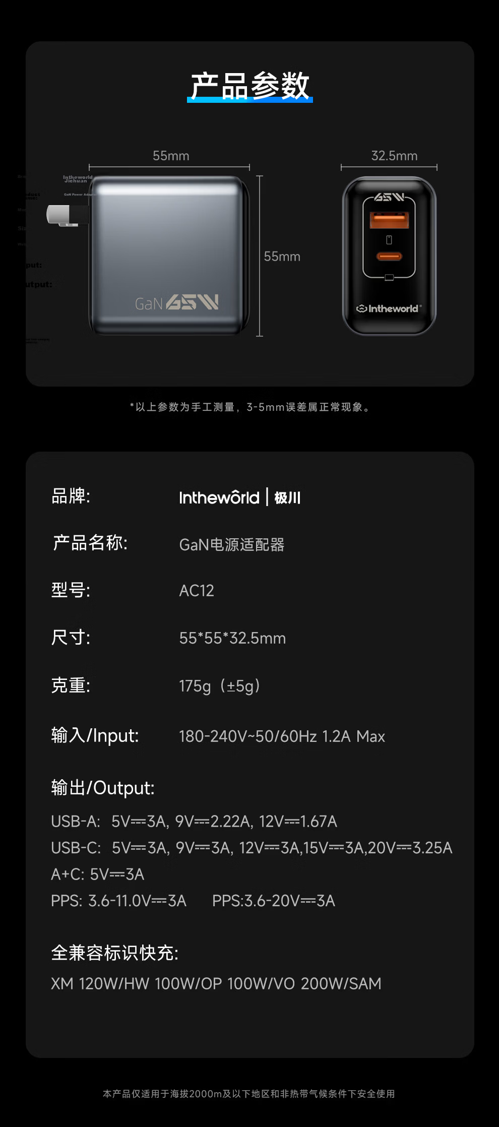 Jichuan 65W GaN Charger Type-C Multi-Port Laptop Phone Charging Head Cable Set PD Fast Charger Adapter Compatible with Apple MacBook Huawei Lenovo Xiaomi 12