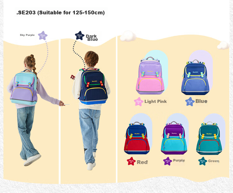 MoonRock Kids Backpack for Grades 1-3, Lightweight Ergonomic Waterproof School Bag, Light Purple 8