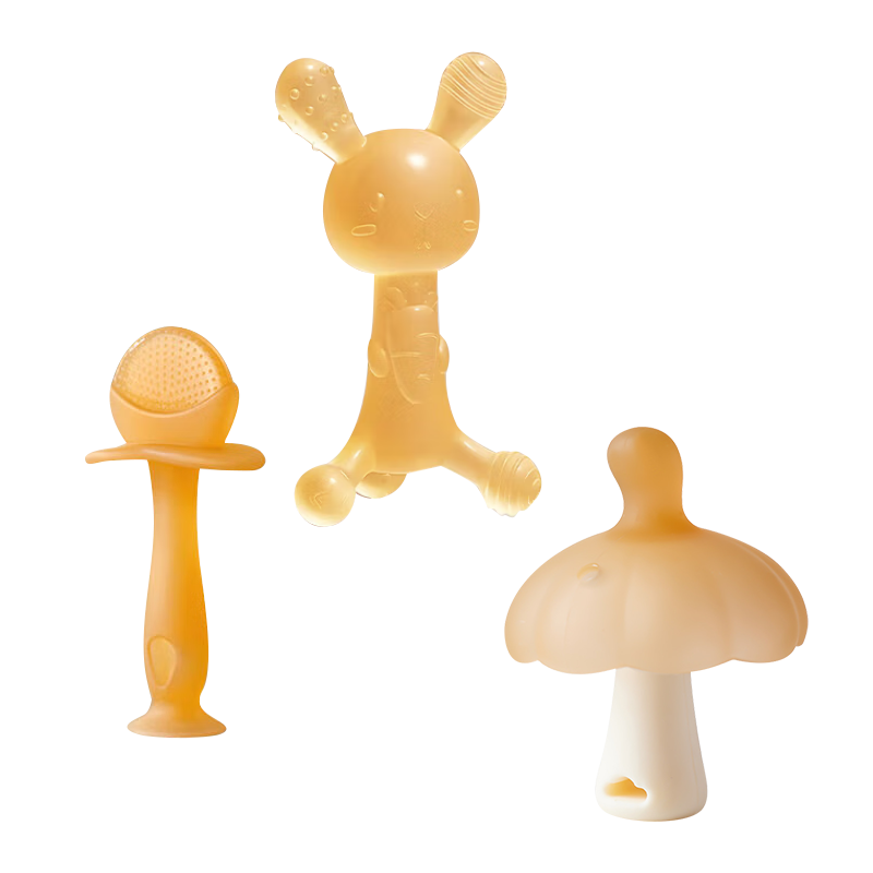 Ipoosi Baby Teether Mushroom Chew Toy for 0-3-6+ Months Teething Relief Anti-Hand Biting Tool