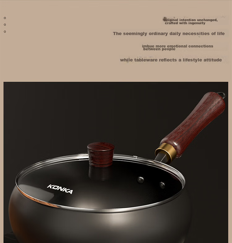 KONKA 30cm Hand-Forged Large Belly Iron Wok Steamer Household Iron Soup and Stir-Fry Pan No Seasoning Required 10