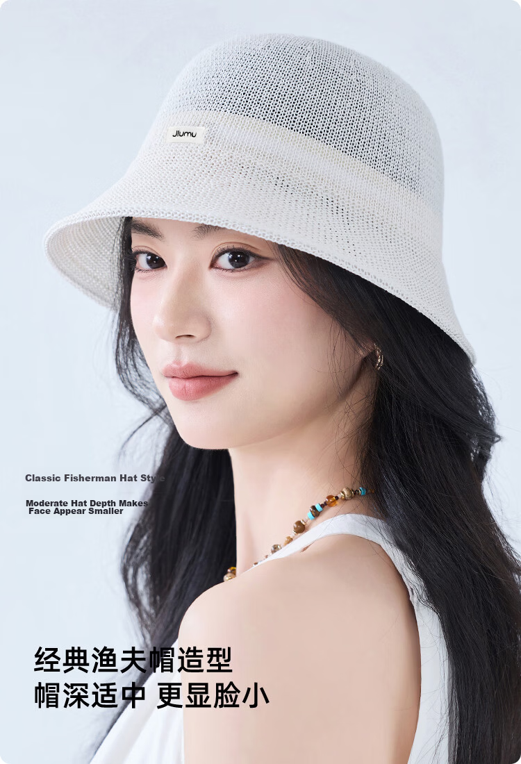 JIUMU Women's Cotton Sun Hat Bucket Hat Summer Outdoor Face Covering Beach Vacation Cap 3