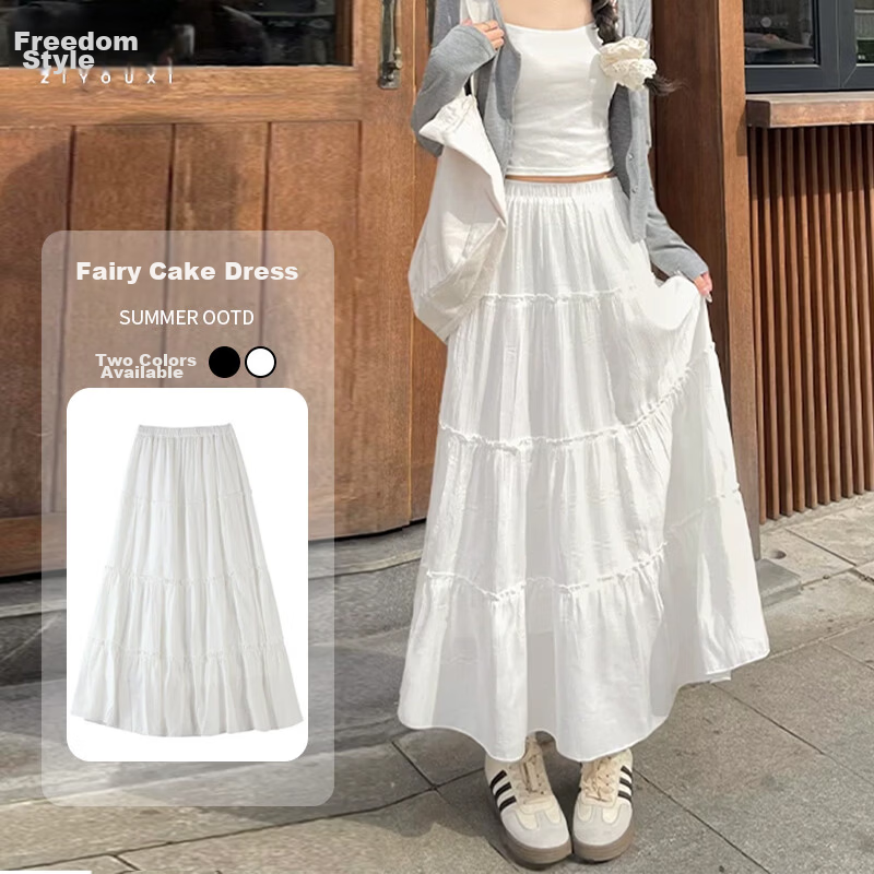 Free Style Cake Half-Length Skirt Women 2026 Spring Summer New High Waist A-Line Mid-Length Ballet Fairy Puff Skirt