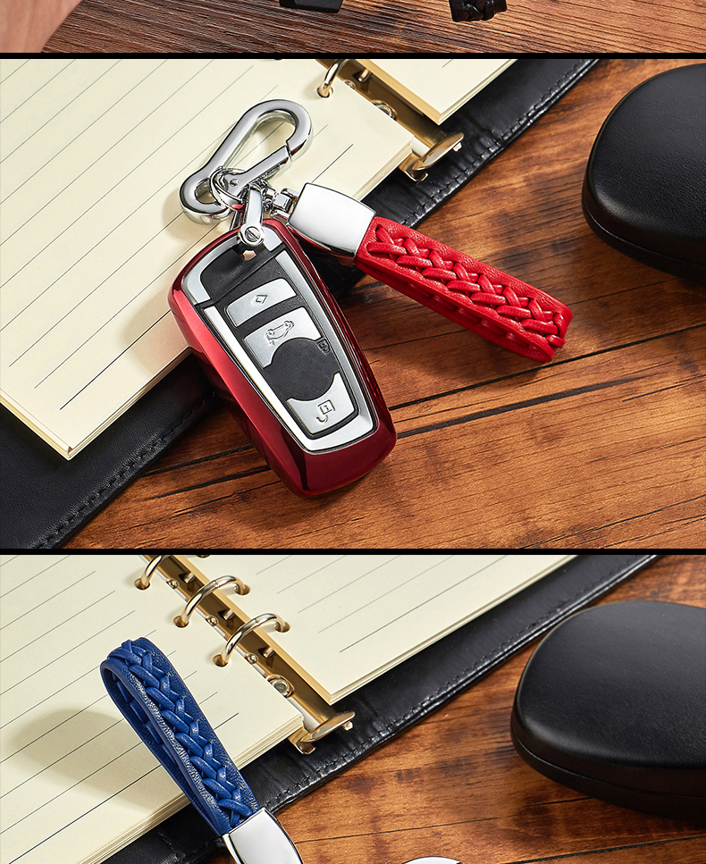 Dijialun Car Key Chain, Genuine Leather, Handwoven Key Cord, Car Accessories Decoration Ornament, Men's Gift Present 4