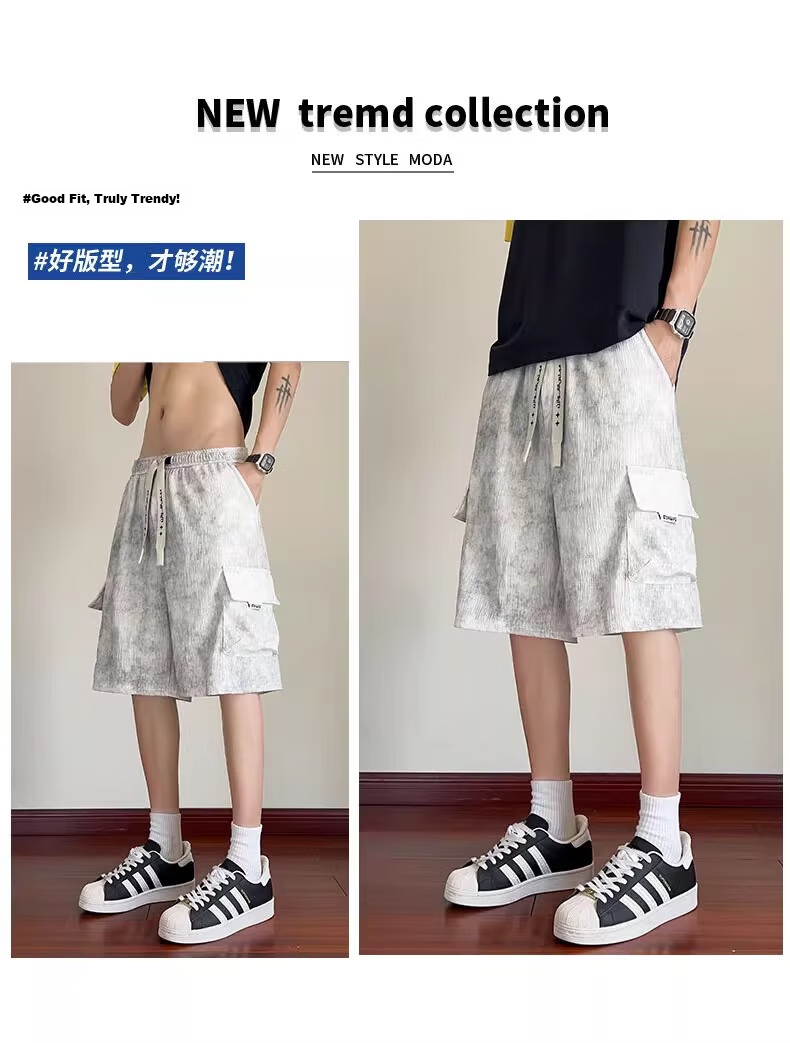 JEEP SPIRIT Men's Summer Workwear Shorts Casual Loose Ice Silk Big Pocket Black XL 2
