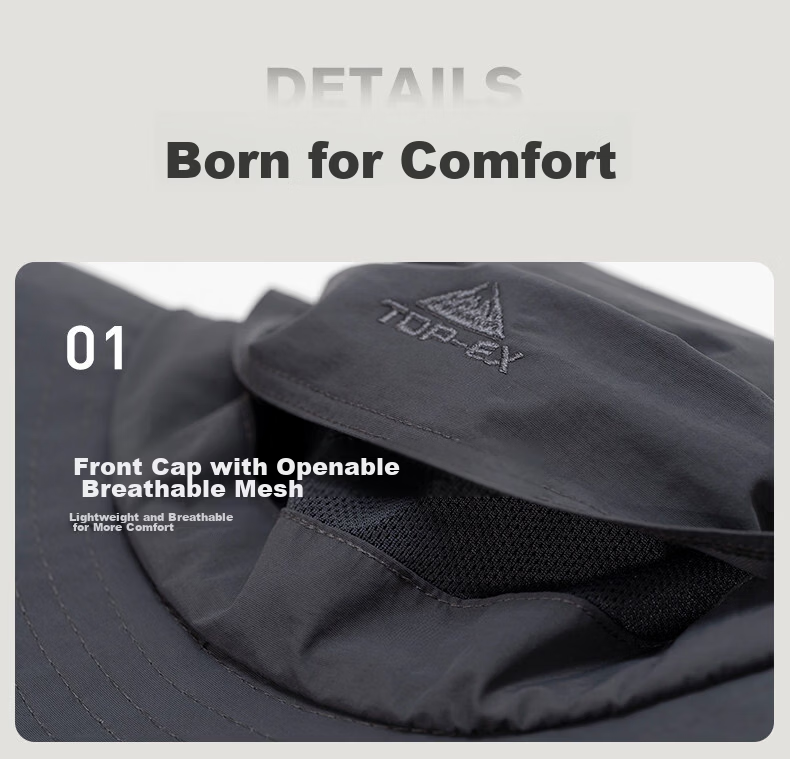 TOPEX Outdoor Men's Summer Mountaineering Bucket Hat Sun Protection Hiking Foldable Water-Repellent Breathable Cap 17
