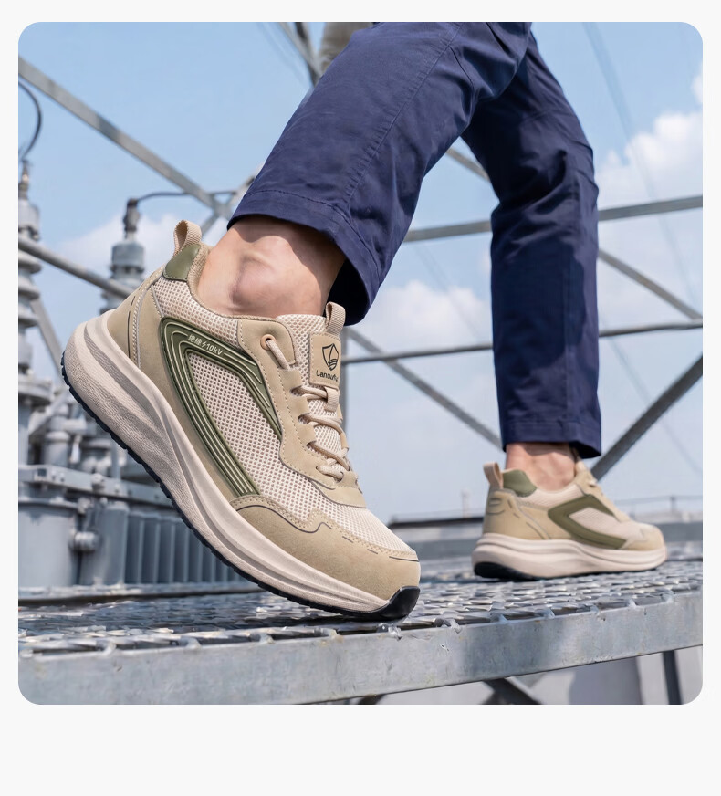 BlueOwl Shield Men's Summer Breathable Insulated 10KV Anti-Smash Anti-Puncture Ultra-Light Non-Slip Safety Work Shoes D331BKV Size 42 20