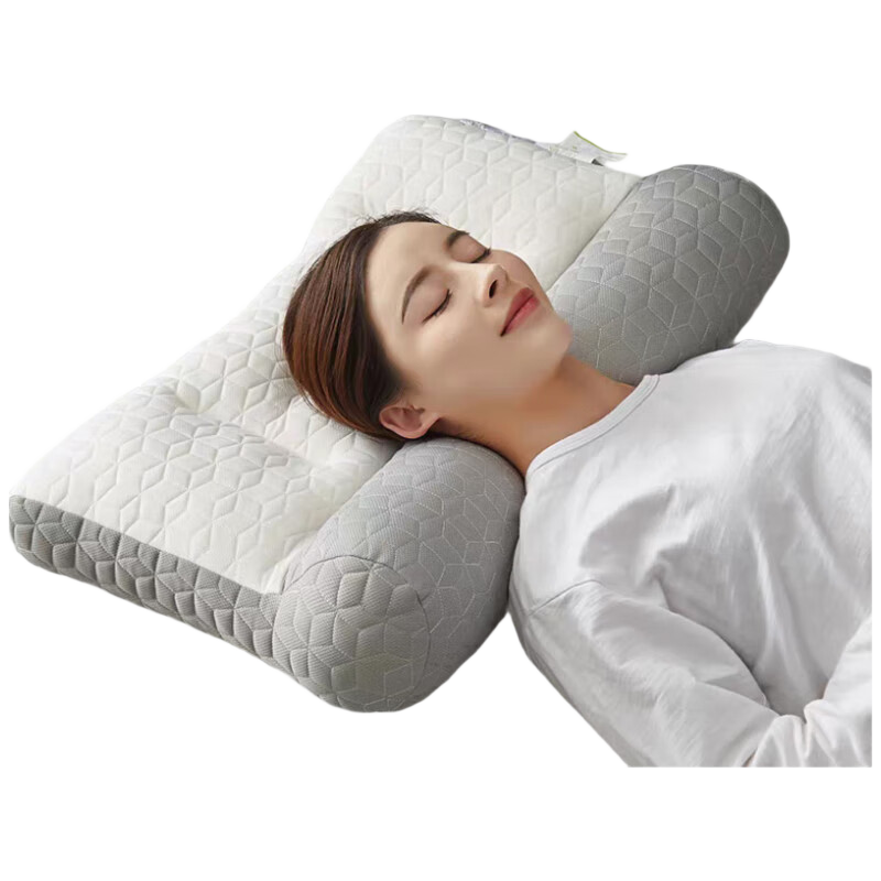 AVIVI Cervical Pillow Core for Deep Sleep, Adult Latex Sandwich Neck Support Pillow, White And Gray