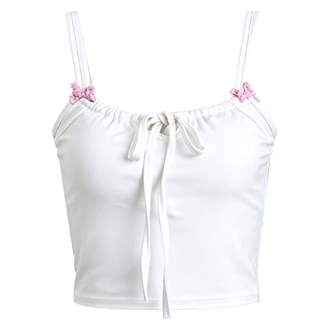 9i9 Strap Sun-Kissed Tie Vest Pure Desire Slim Fit Sexy Sweet Sleeveless Top White S45