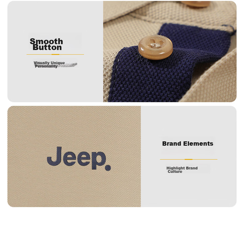 JEEP Polo Shirt for Men, Summer Breathable Short-Sleeve, Turn-Down Collar Quick-Dry T-Shirt, Business Father's Day Gift, Black, 3XL 11