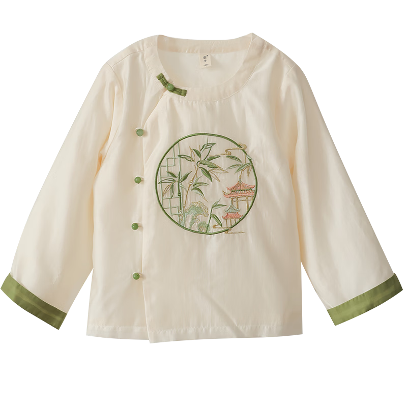 Menghu Zhujing Hanfu Boys' 2026 New Style Chinese-Style Children's Traditional Costume Graduation Performance Top, Off-White, Size 100