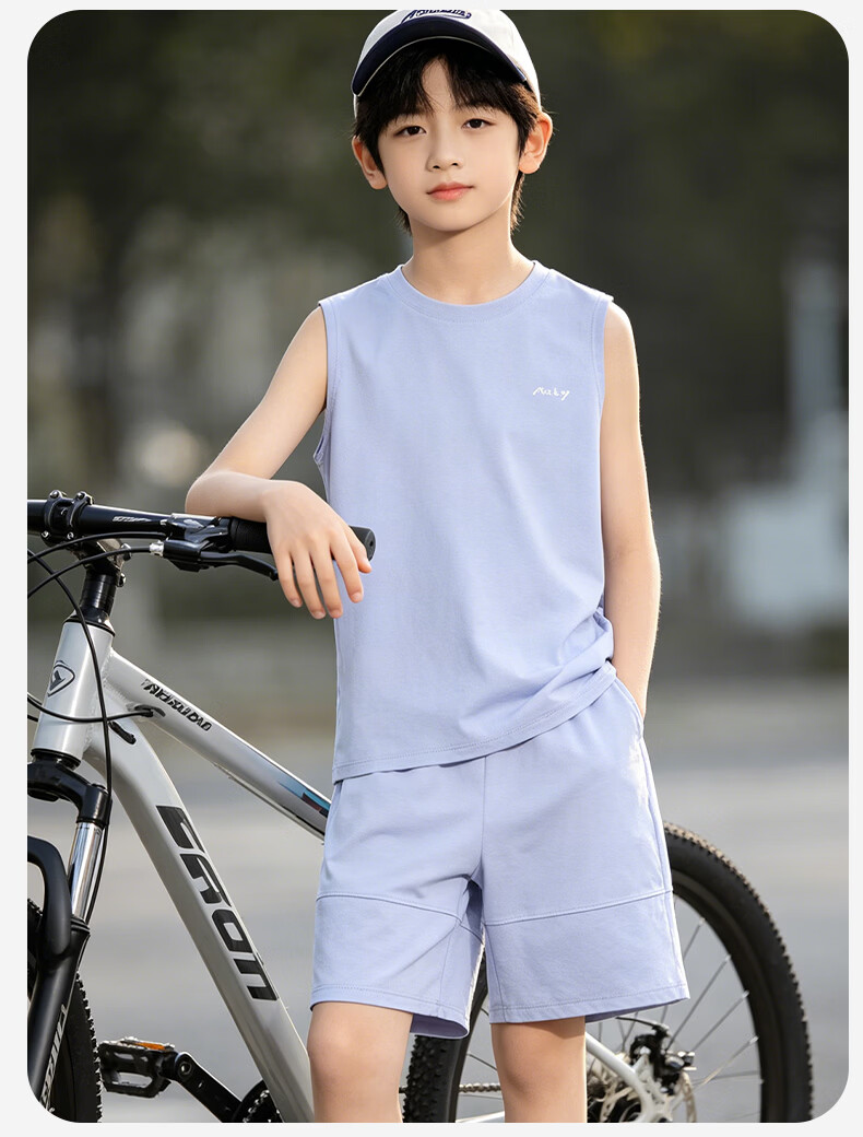 Disney Boys Summer Set Thin Short Sleeve Shorts Youth Sports Quick-Dry Vest 2-Piece Set 0141 Dark Blue 150 10