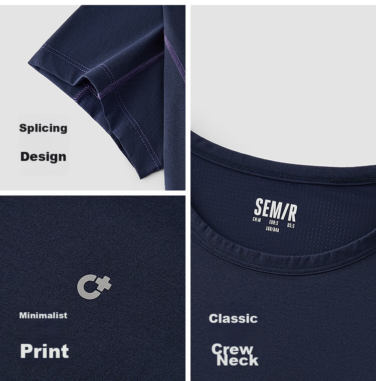 Semir Women's Short Sleeve T-Shirt Summer Moisture-Wicking Quick-Dry Sun Protection Stitching Contrast Thread 2026 Petite Sports Style 109326100045 10