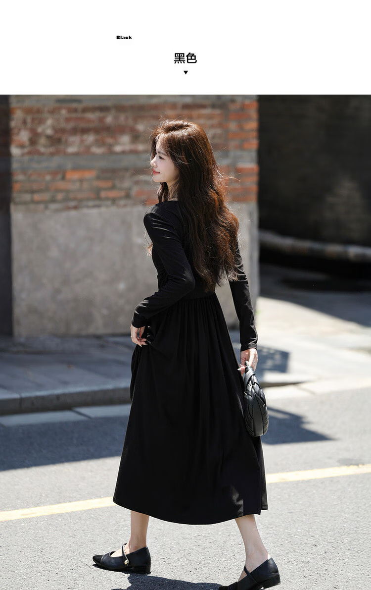Mt Hepburn Retro French Spring Cloud Cotton Elastic Waist Petite Knit Long Dress for Women 9