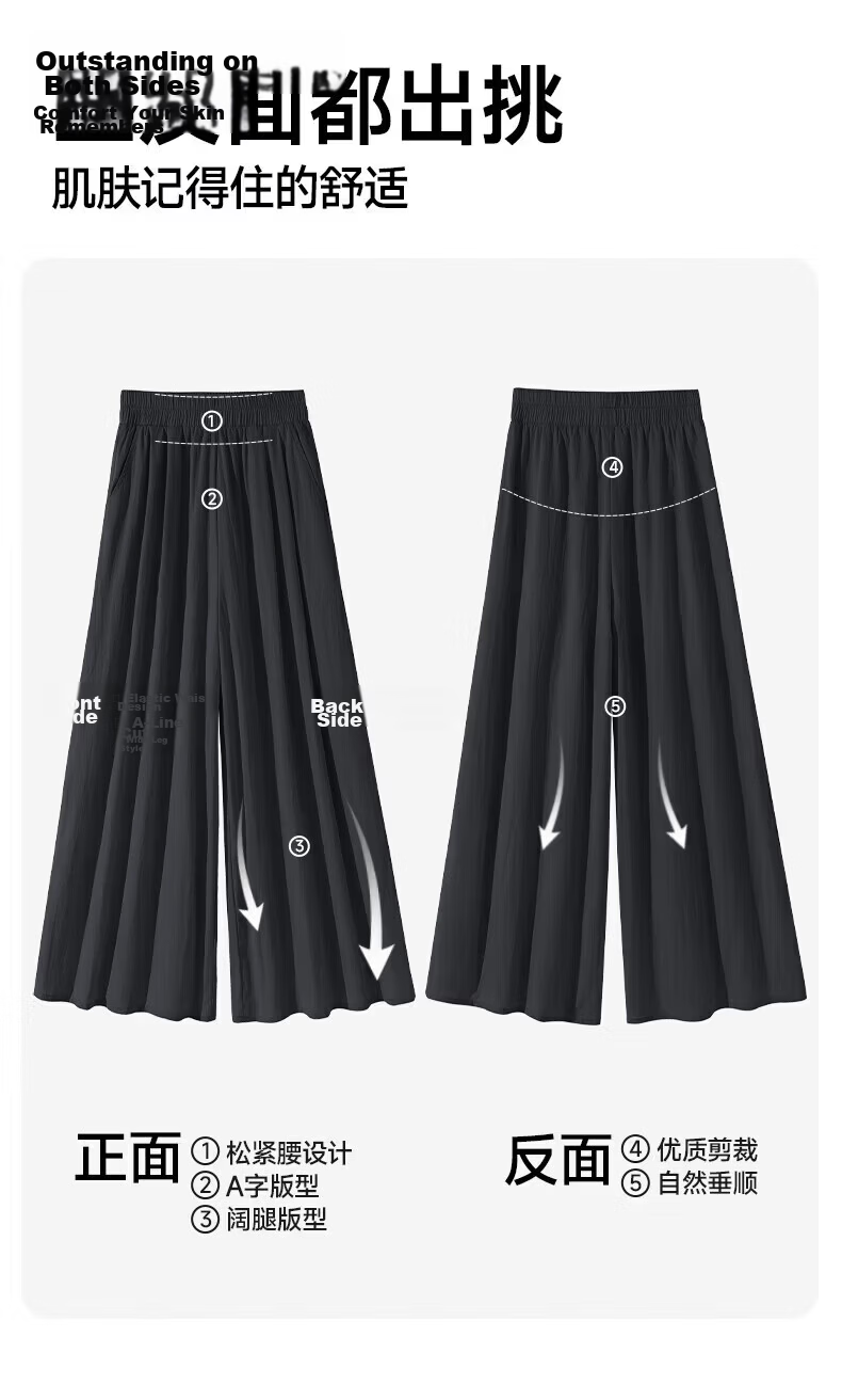 Warrior Cooling Skirt Pants Summer 2026 New Draped Wide-Leg High-Waist Slimming A-Line Cropped Skirt Pants for Women M 12