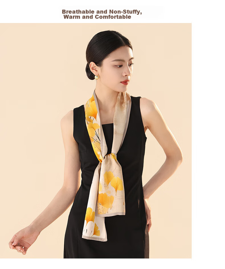 Hangsilu Silk Scarf for Women, Narrow Shawl, Mulberry Silk, Chinese Style, Birthday Gift, Holiday Present for Mom, Best Friend, Elders 5