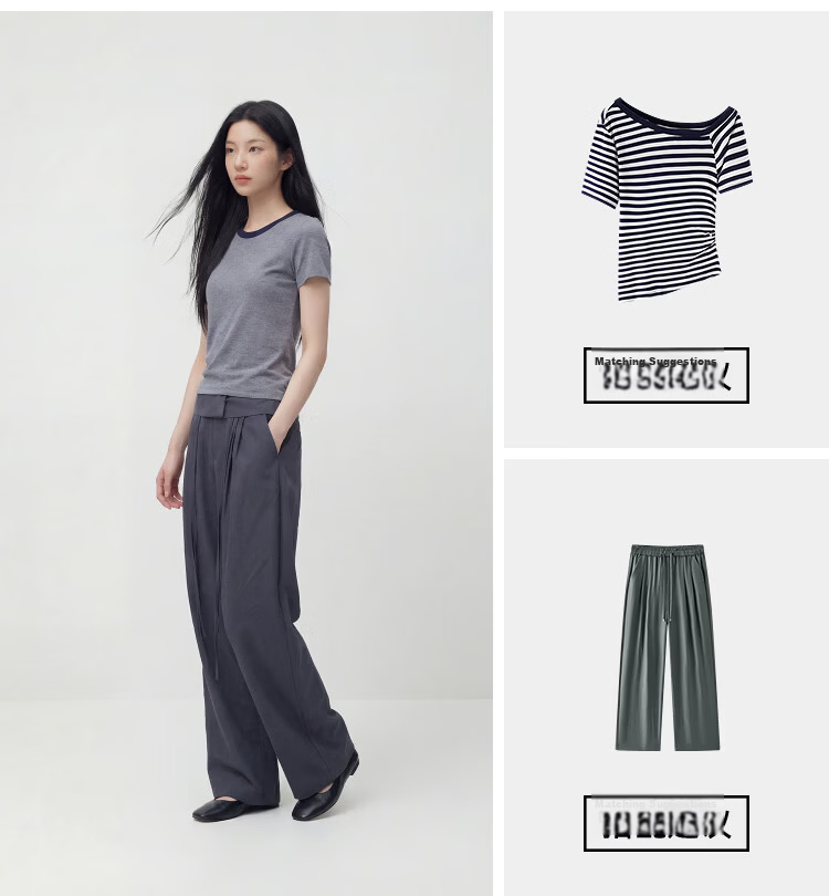 Semir Mall Same Style | Women's Summer Short Sleeve T-Shirt Color-Block Stitch Slim Fit 2026 Casual Pullover 101326100050 6