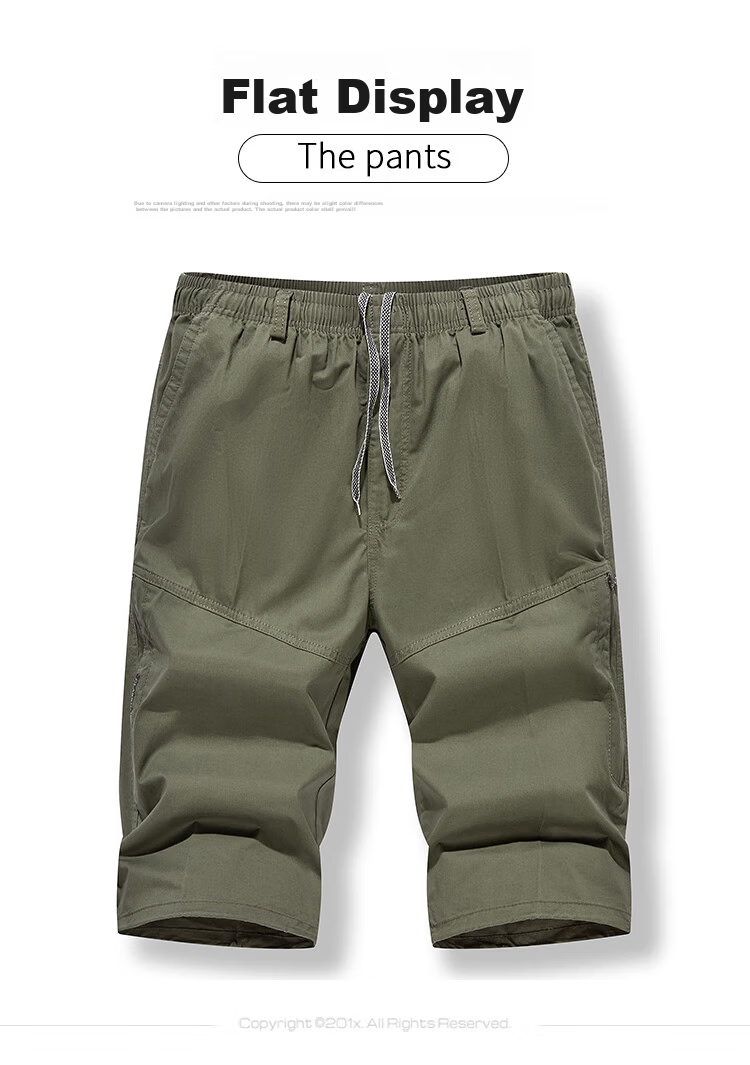ROMON Summer Men's Pure Cotton Seven-Point Casual Breathable Drawstring Solid Color Simple Youth Workwear Beach Shorts 6