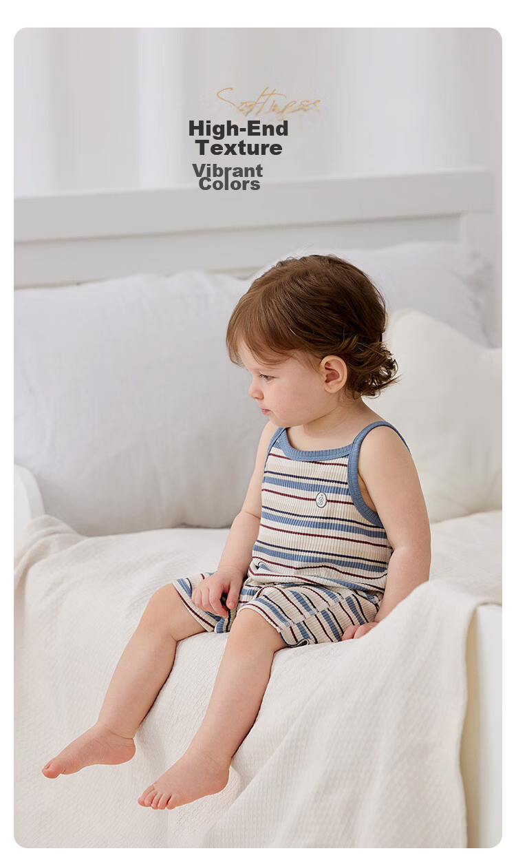 Babylove Baby Sleeveless Romper Summer Breathable Modal Striped Unisex Infant Vest Jumpsuit Crawling Suit Summer Wear 1