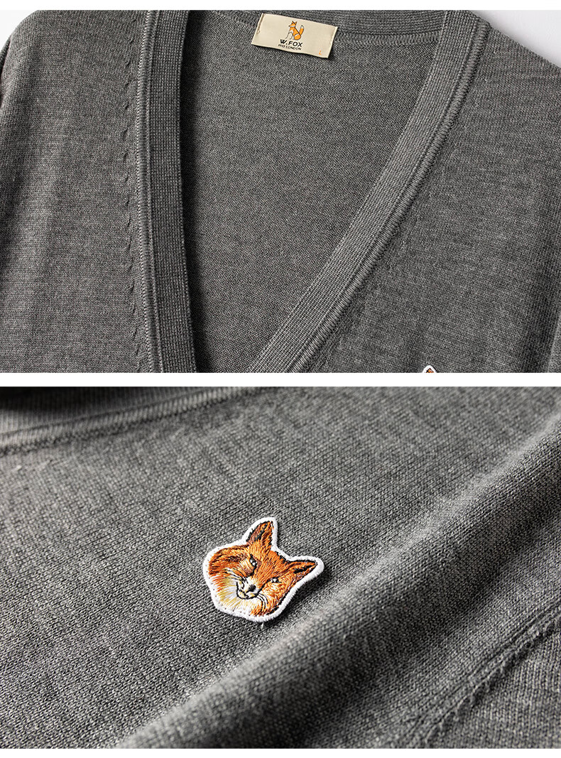 William Fox & Sons Wool Blend Fine Combed Knitted Yarn Classic Retro LOGO Little Fox Head Knitted Cardiga 16