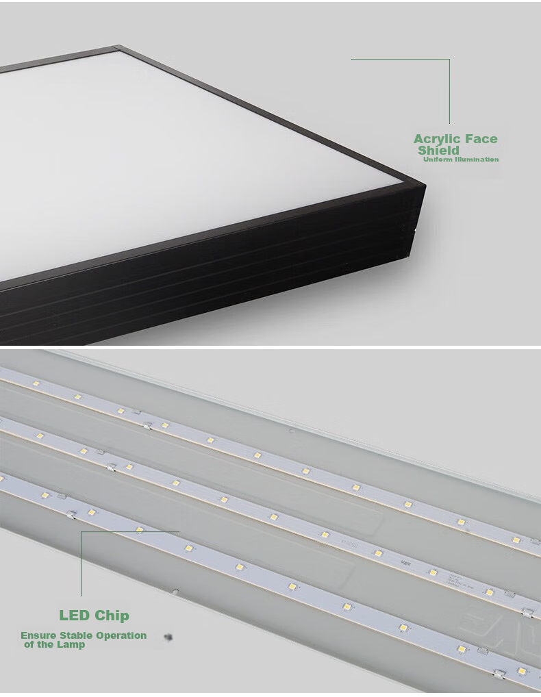 NVC LED Linear Pendant Light Office Rectangular Commercial Lighting LED Strip Light Modern Minimalist High CRI Linear Light 50W White Light White Body 3
