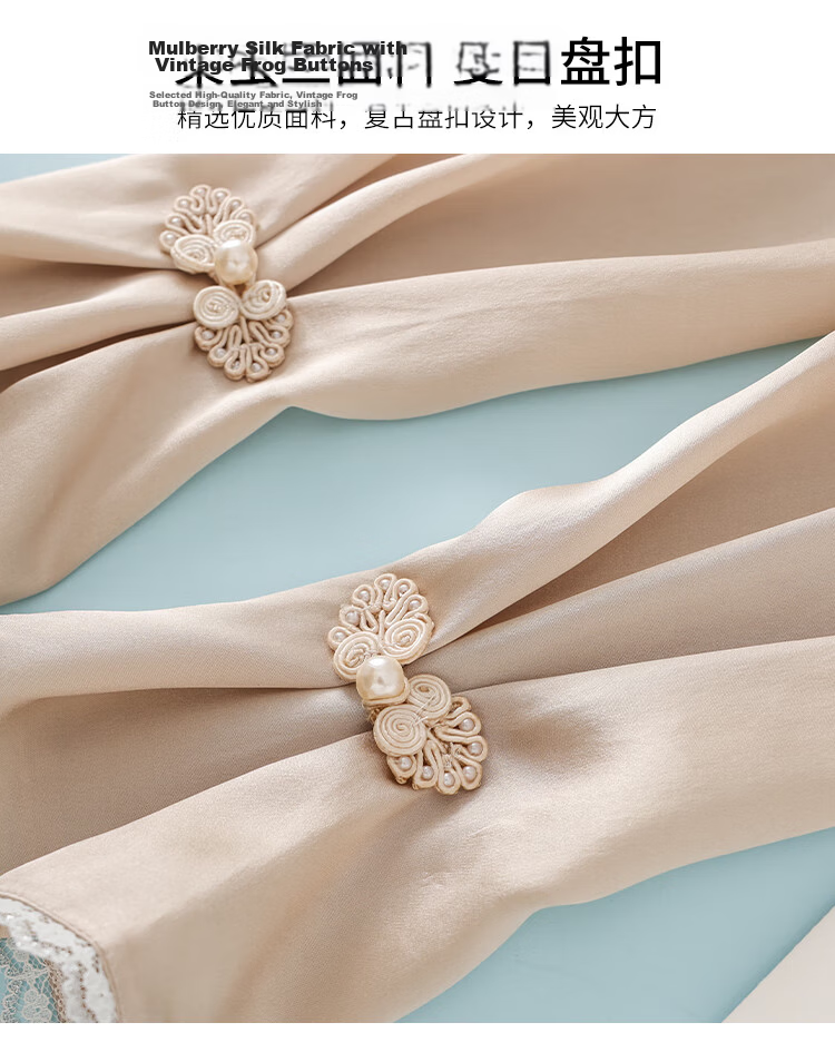 Shanghai Story Women's 100% Mulberry Silk Sun Protection Sleeves Spring Summer Chinese Style Lace Ice Sleeves UV Protection Champagne Gold 3