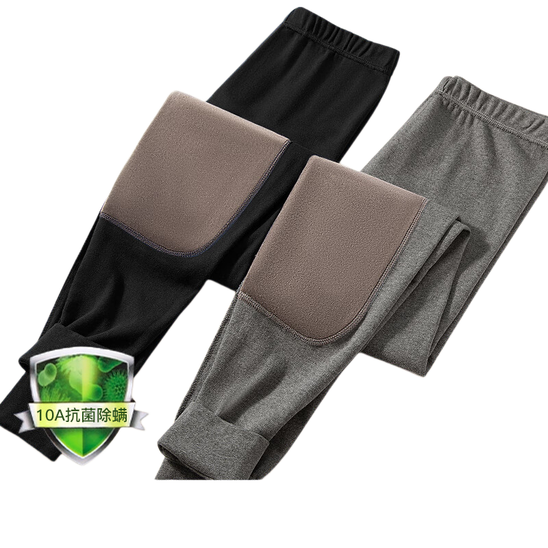 LangSha 2-Pack Men's Thin Cotton Thermal Pants Autumn and Spring Elderly Thickened Fleece Knee Protection Full Cotton Warm Pants